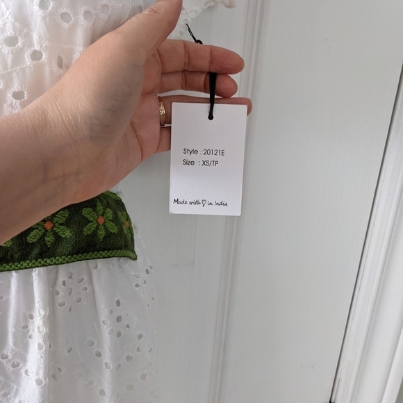 Japna embroidered see through flutter  sleeves dress white Reworked XS @z - Picture 6 of 12